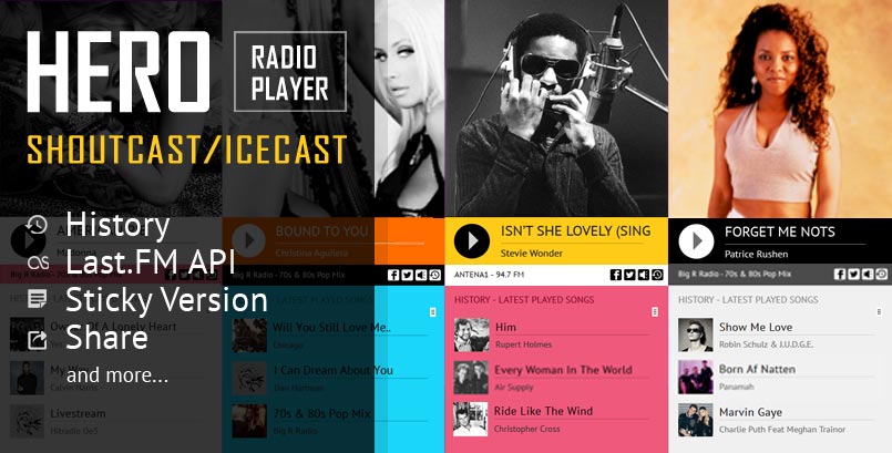 HERO - HTML5 Icecast Shoutcast Radio Player With History