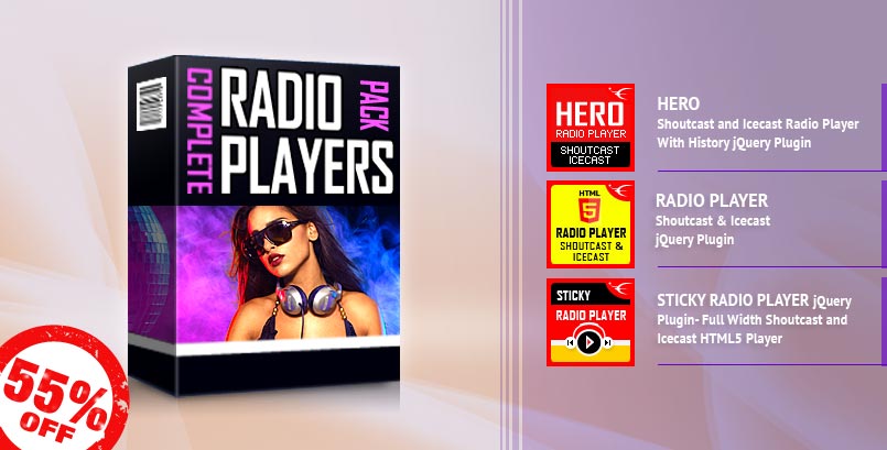IceCast and ShoutCast HTML5 Radio Player jQuery Plugins Bundle 55% Discount
