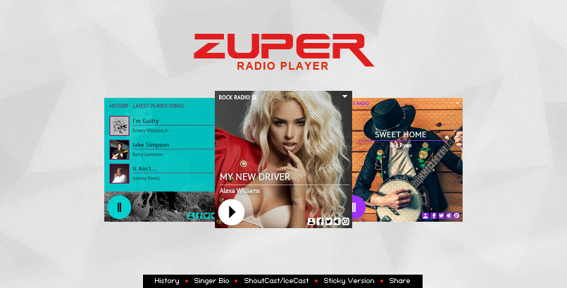 Zuper Radio Player - HTML5 Shoutcast Icecast Radio Player With History - JQ Plugin